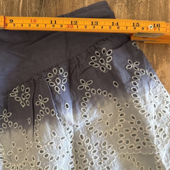 Raga Anthropologie Blue Ombre Eyelet Skort Lined Cotton Womens Medium M Boho - Picture 3 of 9